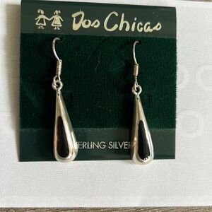 Stone teardrops on wire ears by Dos Chicas sterling silver
